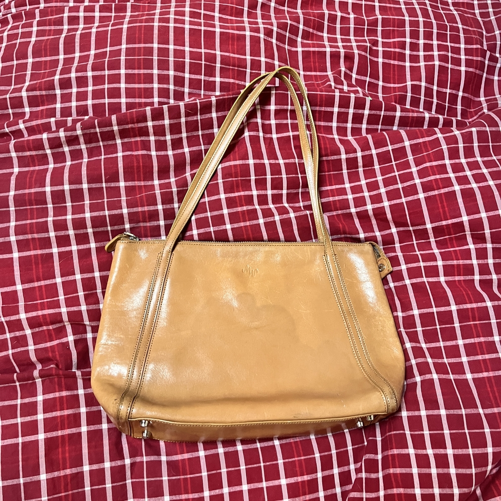 Monsac Tan Leather Shoulder Bag